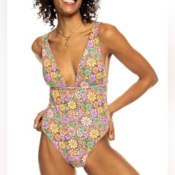 Roxy Multicolor Floral One-Piece - Picture 1 of 6